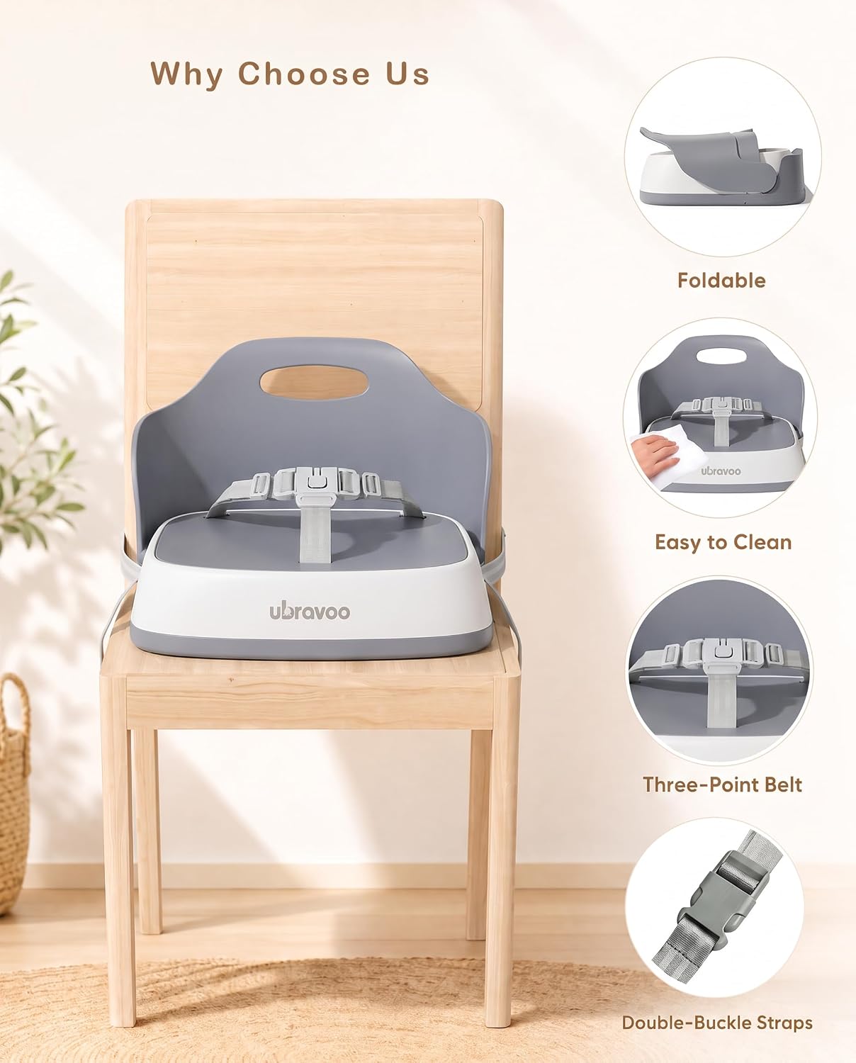 Thumbnail 2 de UBRAVOO Baby Booster Seat with Adjustable Straps and 3-Point Harness