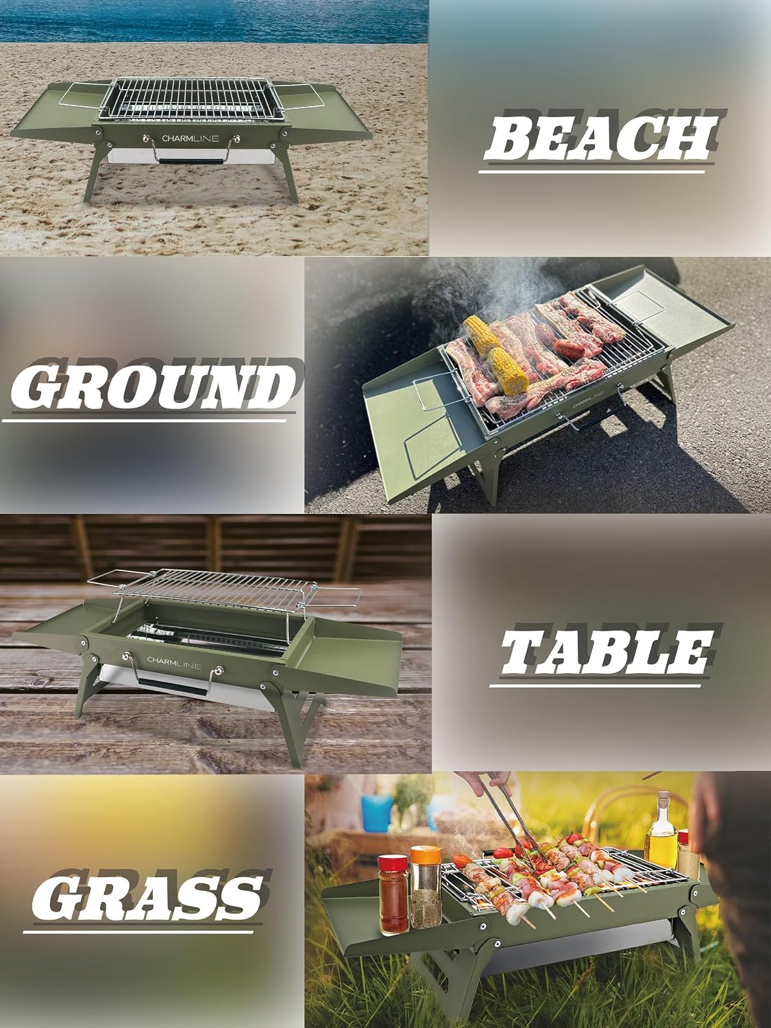 Detalle de Charmline 47 x 34 cm Large Foldable Portable Charcoal BBQ Grill
