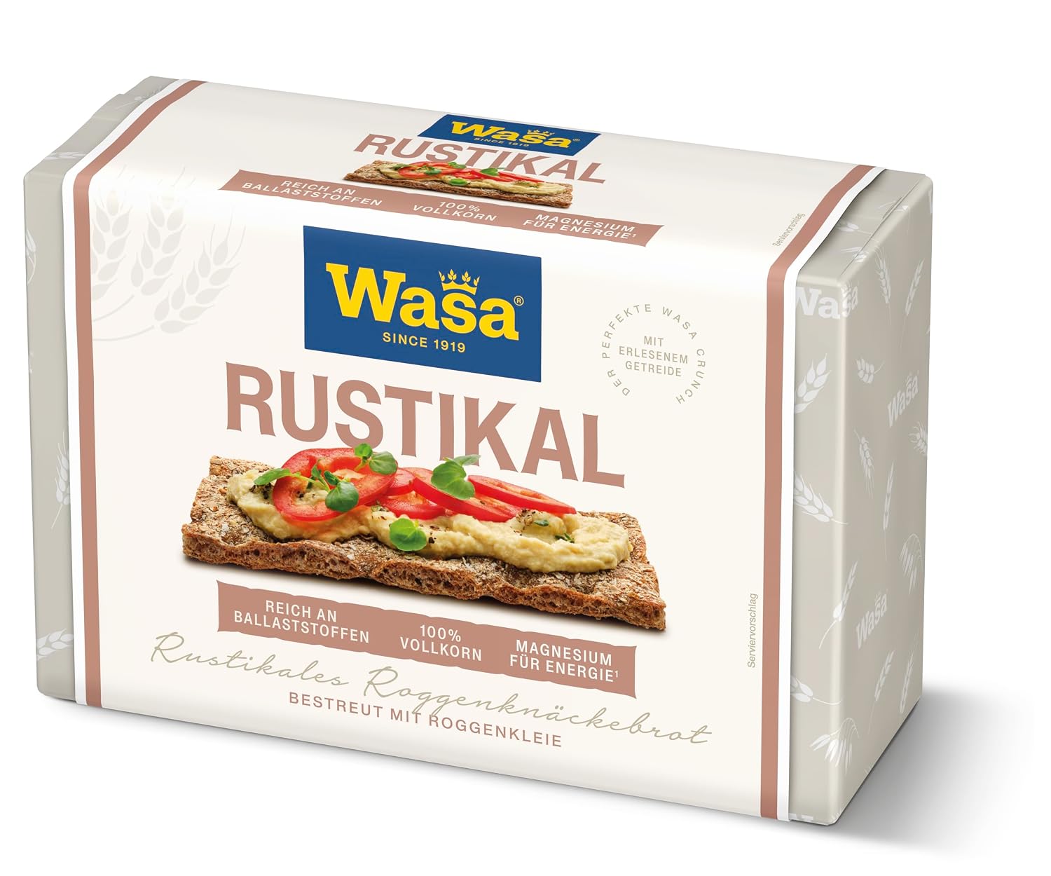 Detalle de Wasa Rustikal 12x275 g – 100% Roggenvollkornknäckebrot, knusprig-rustikal & herzhaft im Geschmack