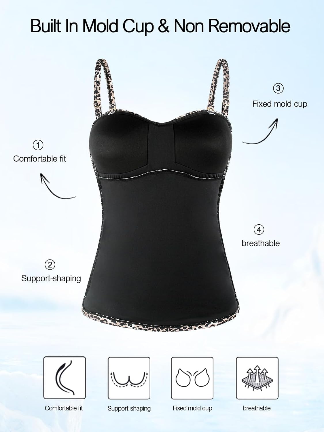 Detalle de Ocean Blues Women’s Twist Bandeau Swimsuit Top with Ruched Tummy Control (tankini top only)