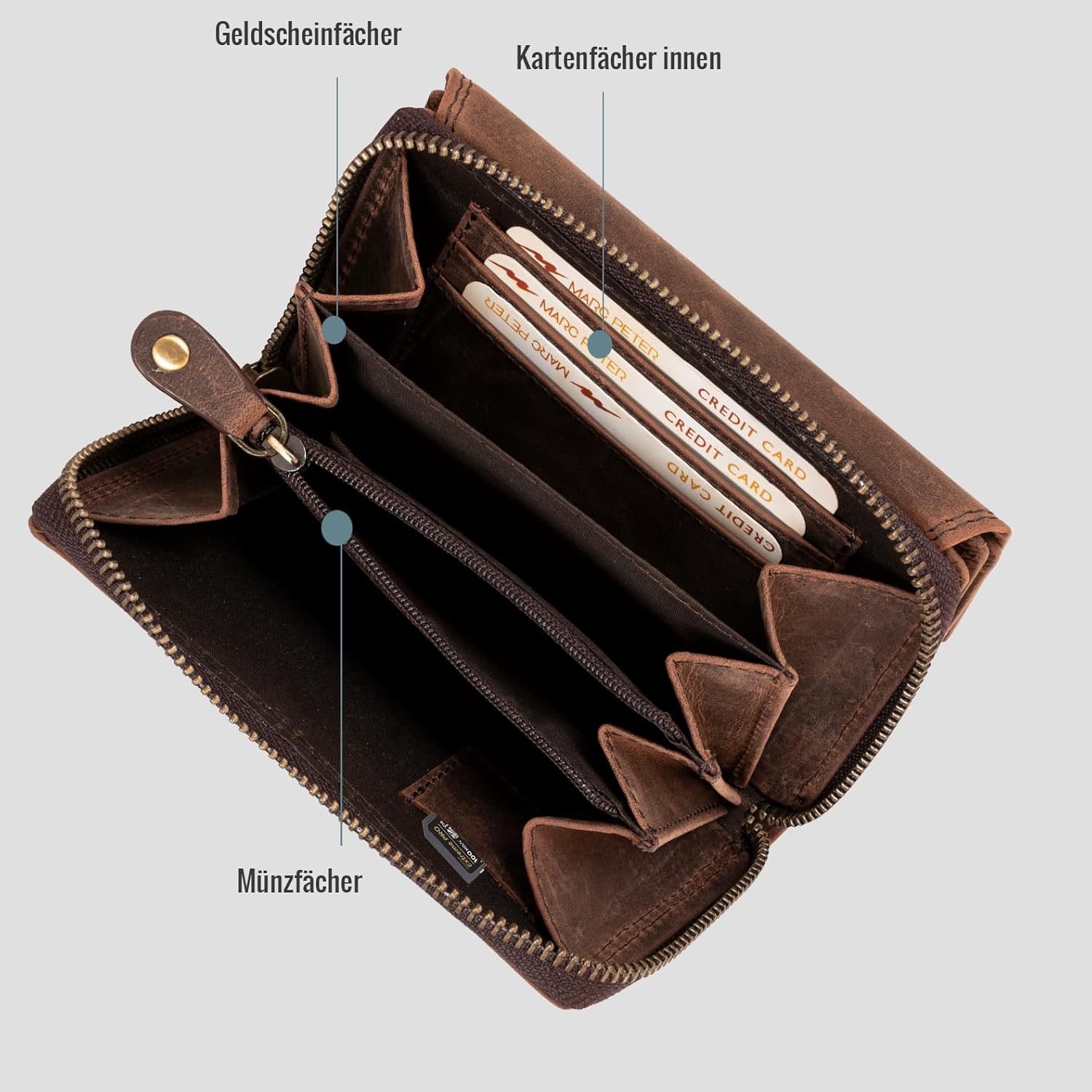 Thumbnail 1 de Marc Peter Rosie Leder Geldbörse 10 x 14 x 4 cm 👛