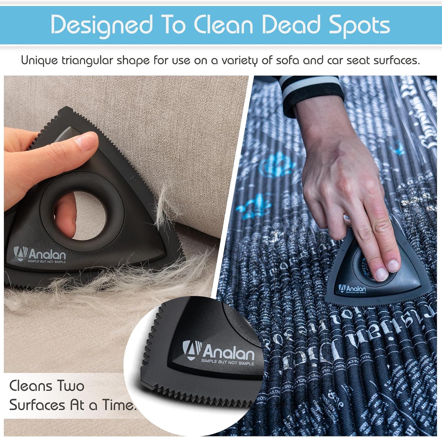 Detalle de ANALAN Mini Pet Hair Remover Brush: Handheld Magic for Carpet, Furniture and Bedding