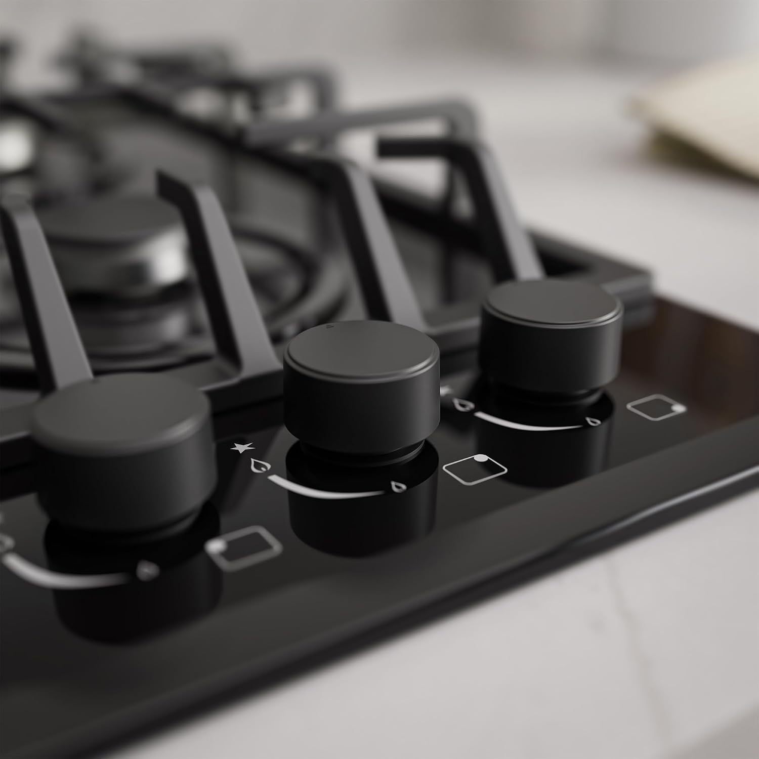 Detalle 2 de Empava 24 in. Gas Stove Cooktop, 4 Sealed SABAF Burners, Black Glass
