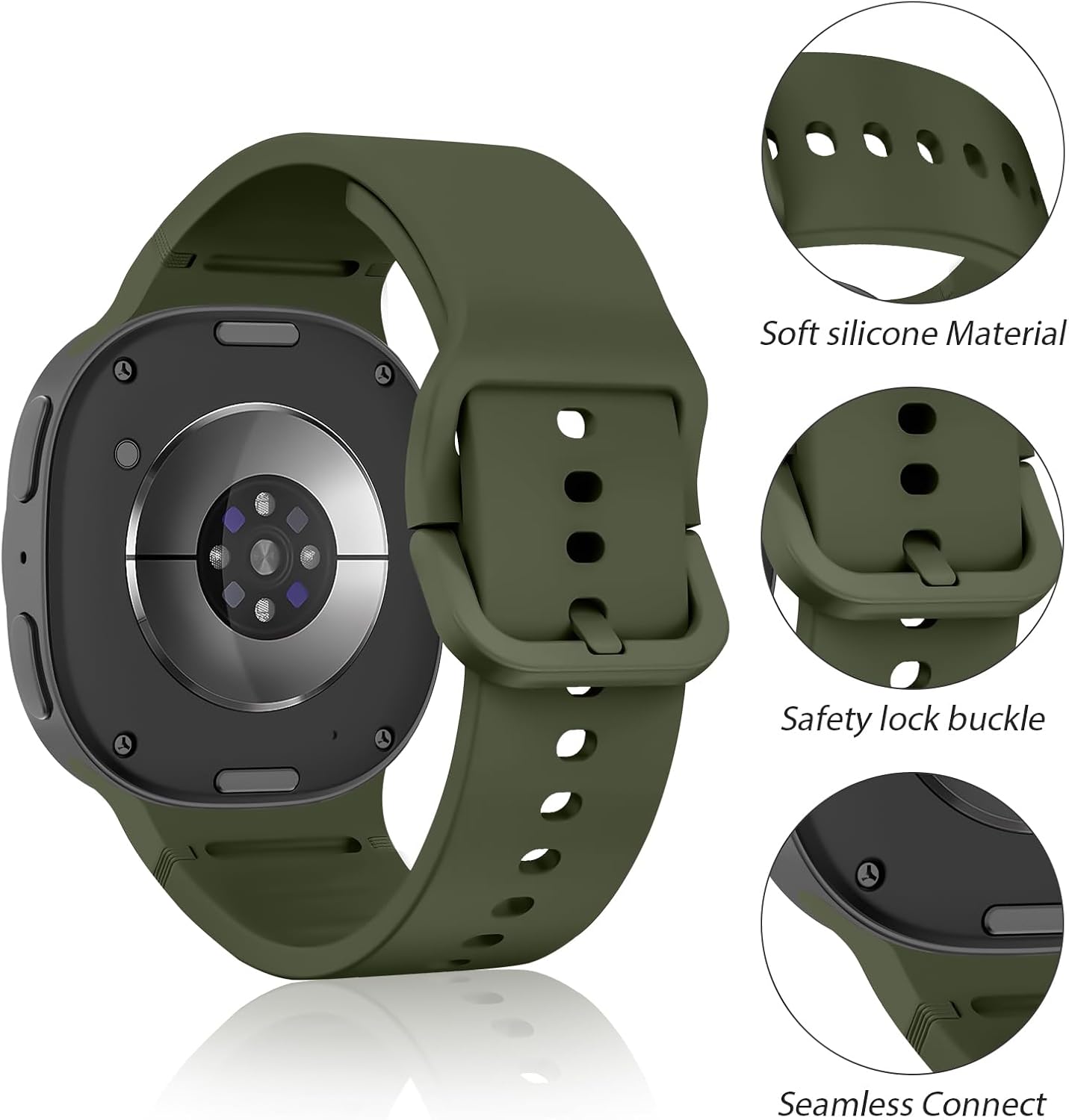 Detalle de DMVEIMAL Sport Straps for Samsung Galaxy Watch 8: No Gap Silicone Band for 40/44mm and 46mm Classic