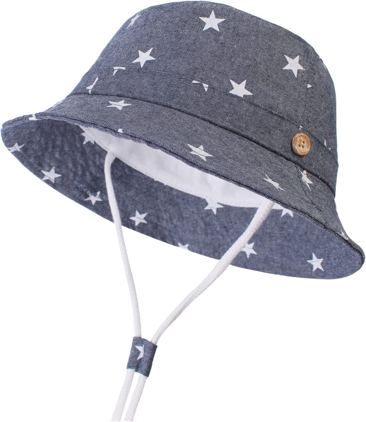 Detalle de DRESHOW Baby Sonnenhut: UPF50+ Strandhut mit breiter Krempe und verstellbarer Passform
