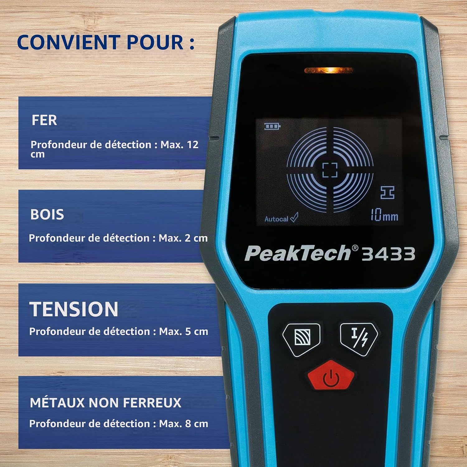 Detalle 2 de PeakTech P 3433 digitale wandscanner met detectiediepte van 20–120 mm