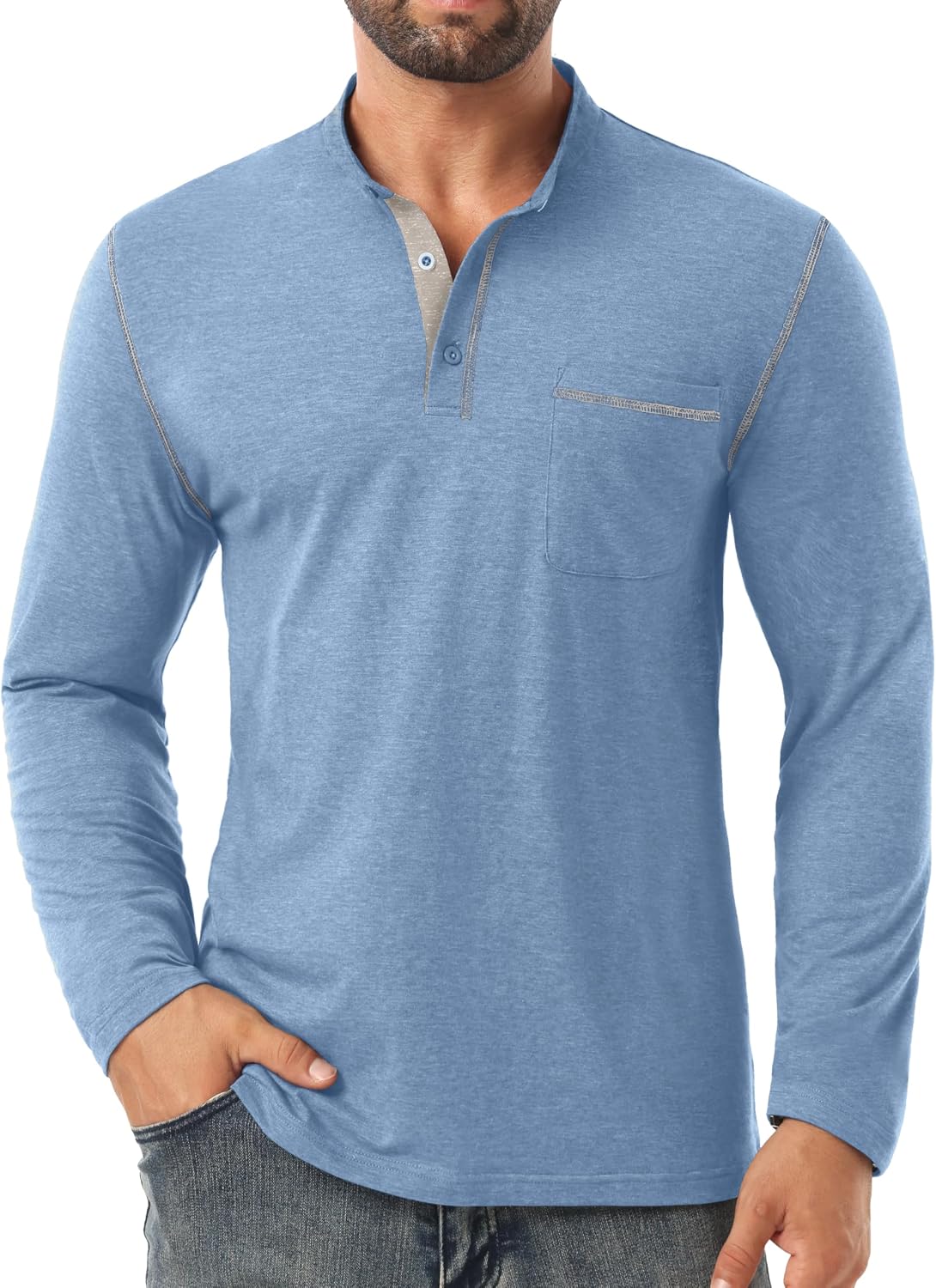 Detalle 2 de Sailwind Men's Henley Shirt Long Sleeve