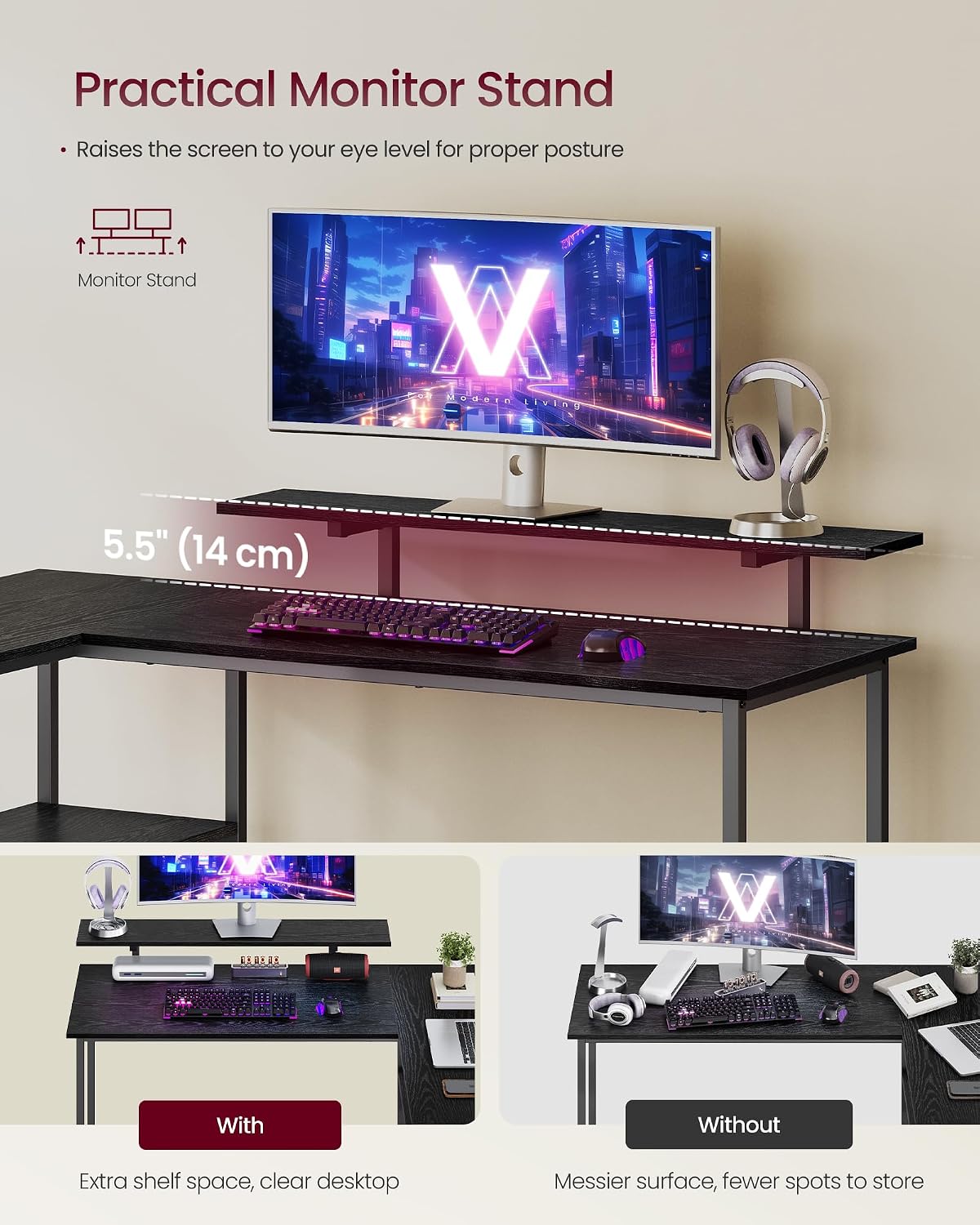 Detalle 1 de LWD097B56 L shaped desk with drawers