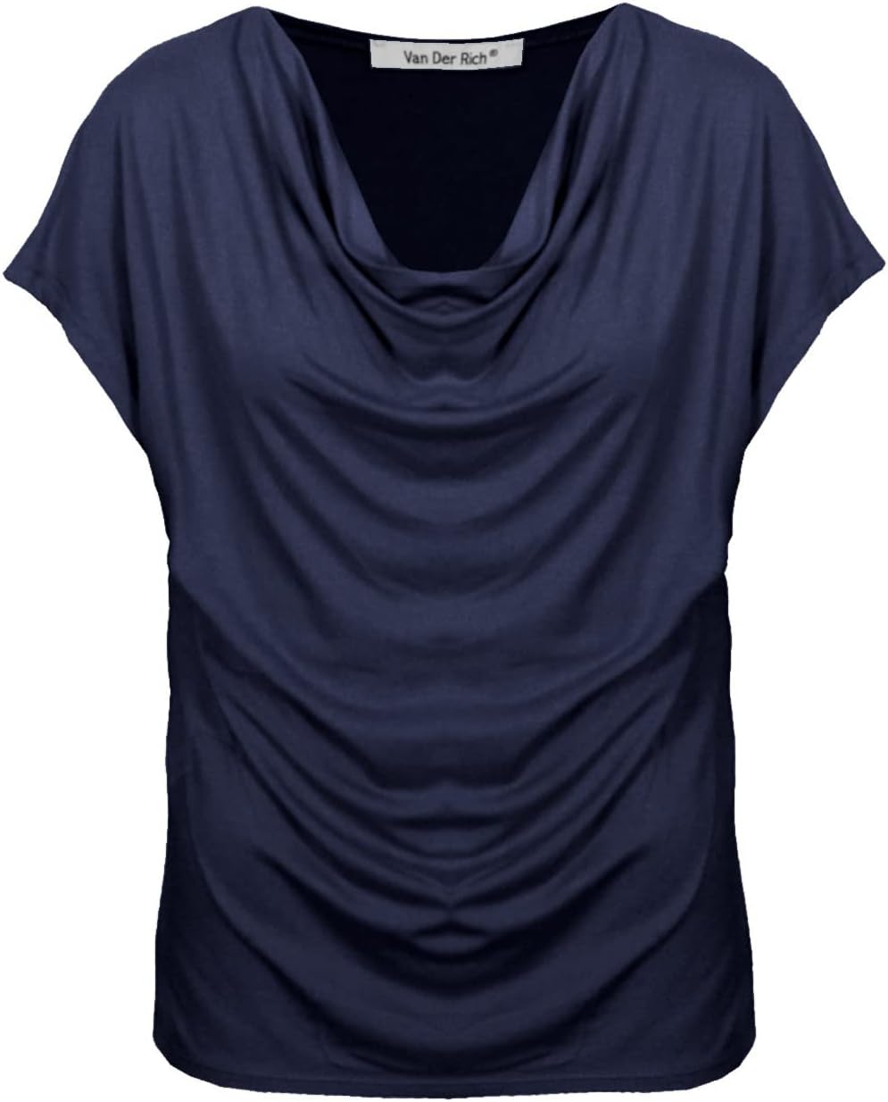 Van Der Rich Damen T-Shirt Bluse mit Wasserfallkragen