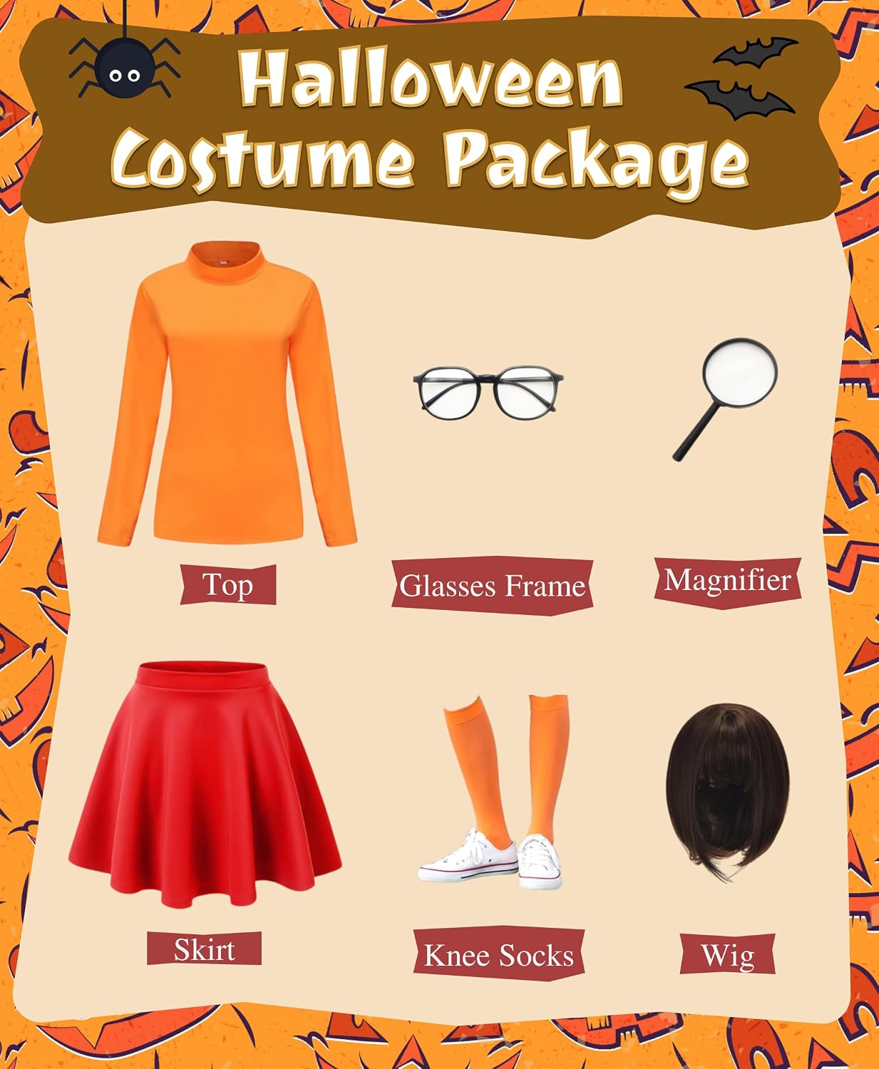 Detalle 2 de Oerinkend SKBGET Girls' Halloween Costume, Red Skirt Set with Wig and Accessories