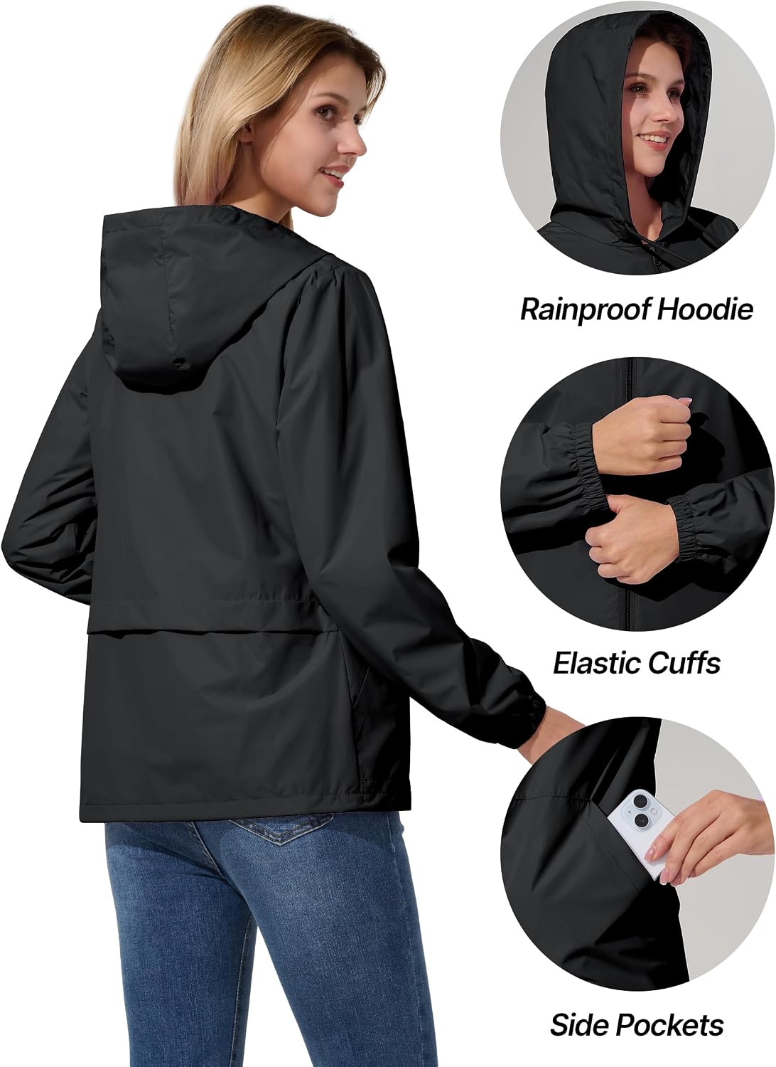 Thumbnail 5 de UIQUR Women's Packable Rain Jacket, Waterproof Polyester with Adjustable Hood
