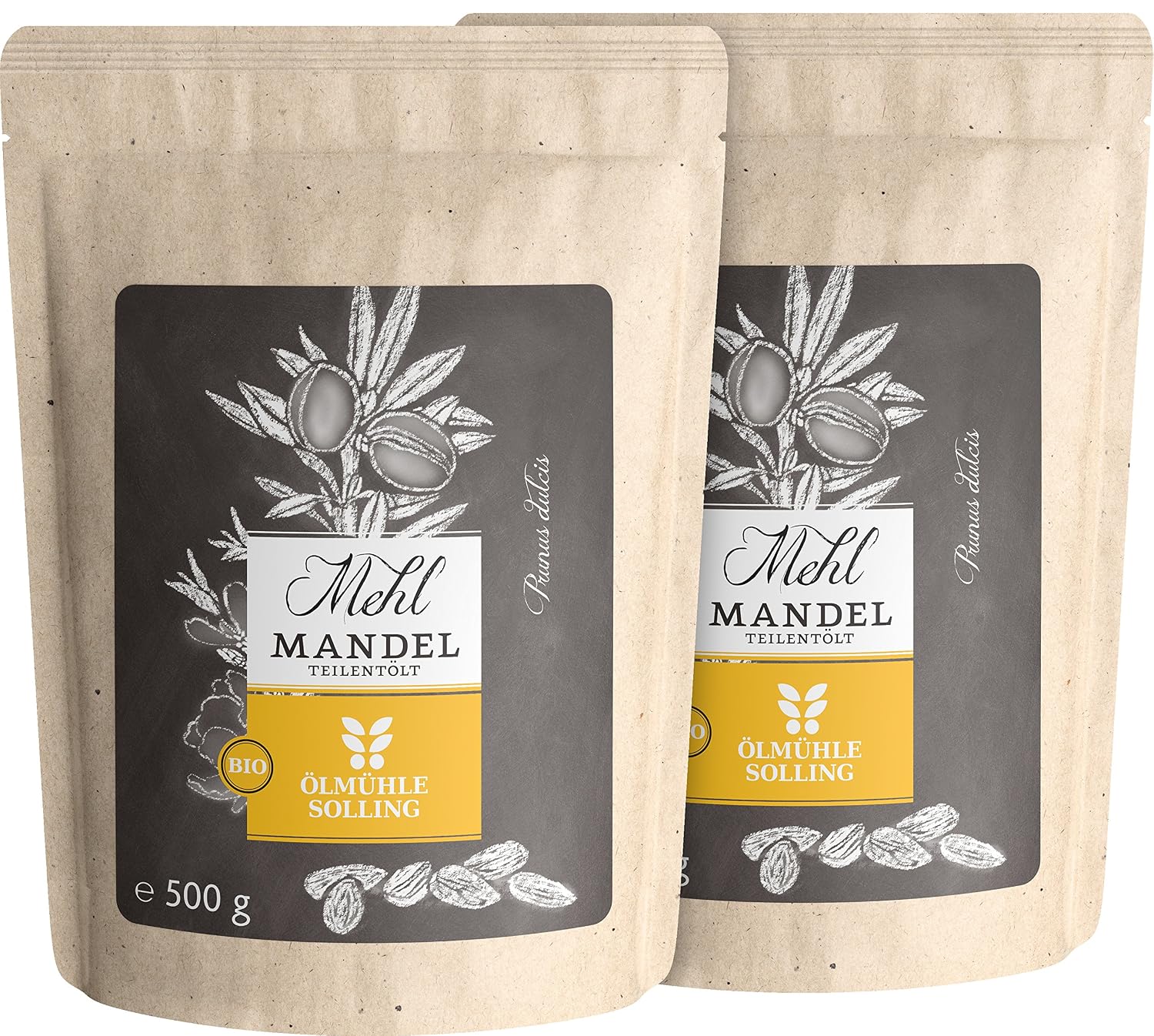 Detalle 1 de ÖLMÜHLE SOLLING BIO Mandelmehl – Vermahlenes Mehl aus teilentölten Bio-Mandeln (500 g)