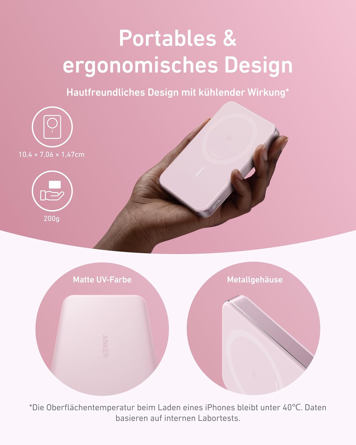 Detalle 2 de Anker MagGo Powerbank (10.000 mAh) ultra-schlank mit Qi2 und MagSafe-kompatibler Magnet-Ausrichtung