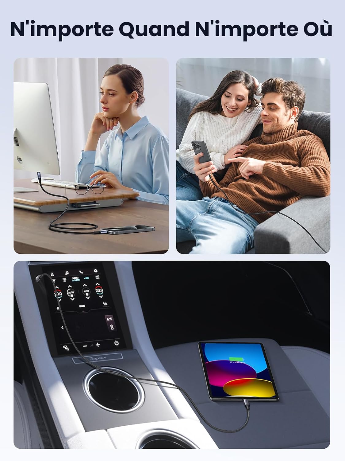 Thumbnail 6 de UGREEN USB-C-kabel van 2 m, 240 W, PD 3.1 en gevlochten nylon