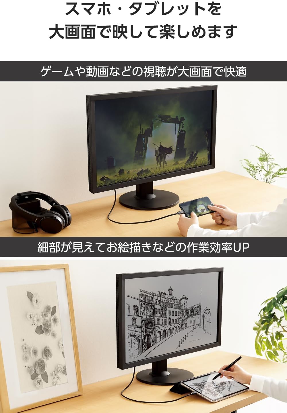 Detalle de エレコム ECMPA-CHDMIY2B2 USB Type-C-HDMI変換ケーブル 2m・やわらか・4K/60Hz