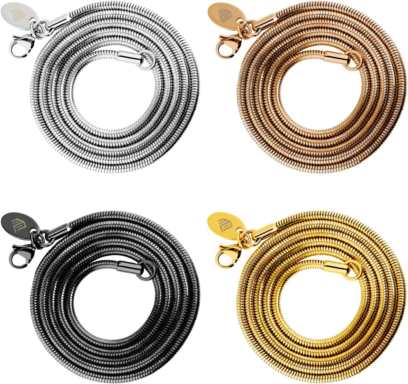 Detalle de Max Palmer® Schlangenkette Edelstahl – zeitloses Unisex-Schmuckstück in 7 Längen und 4 Farben