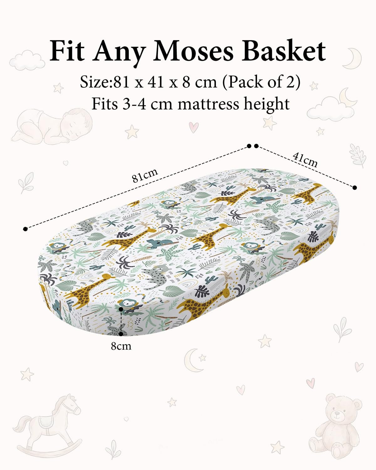 Detalle de Yoofoss 2 Pack Baby Spannbettlaken 38x77 cm