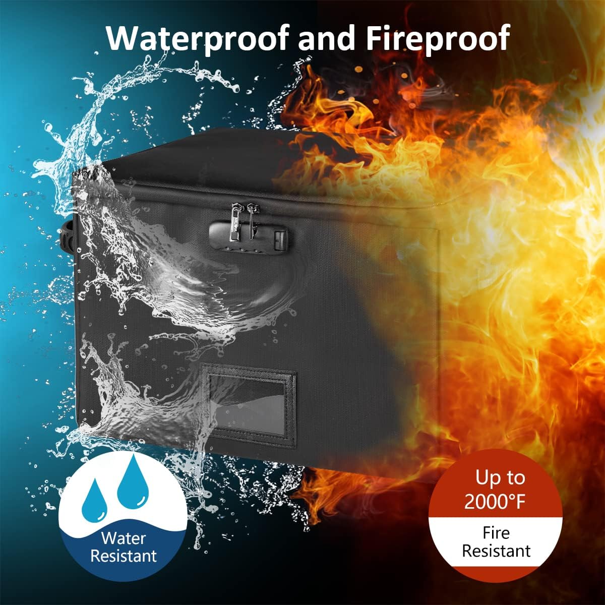 Thumbnail 1 de Fireproof Document Box with Lock, Collapsible Fireproof File Storage for Letter/Legal Folders (Pink)