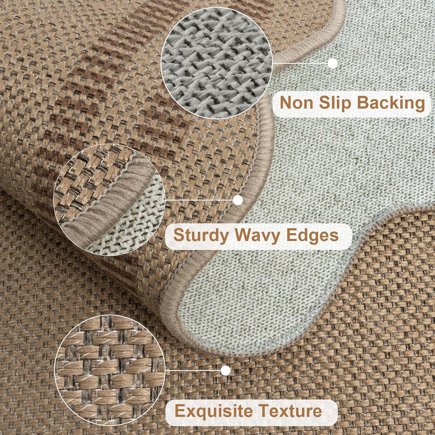 Detalle de LORWER Easy Jute Outdoor Mats for Front Door, 2x3 Small Washable Kitchen Rugs in Farmhouse Brown