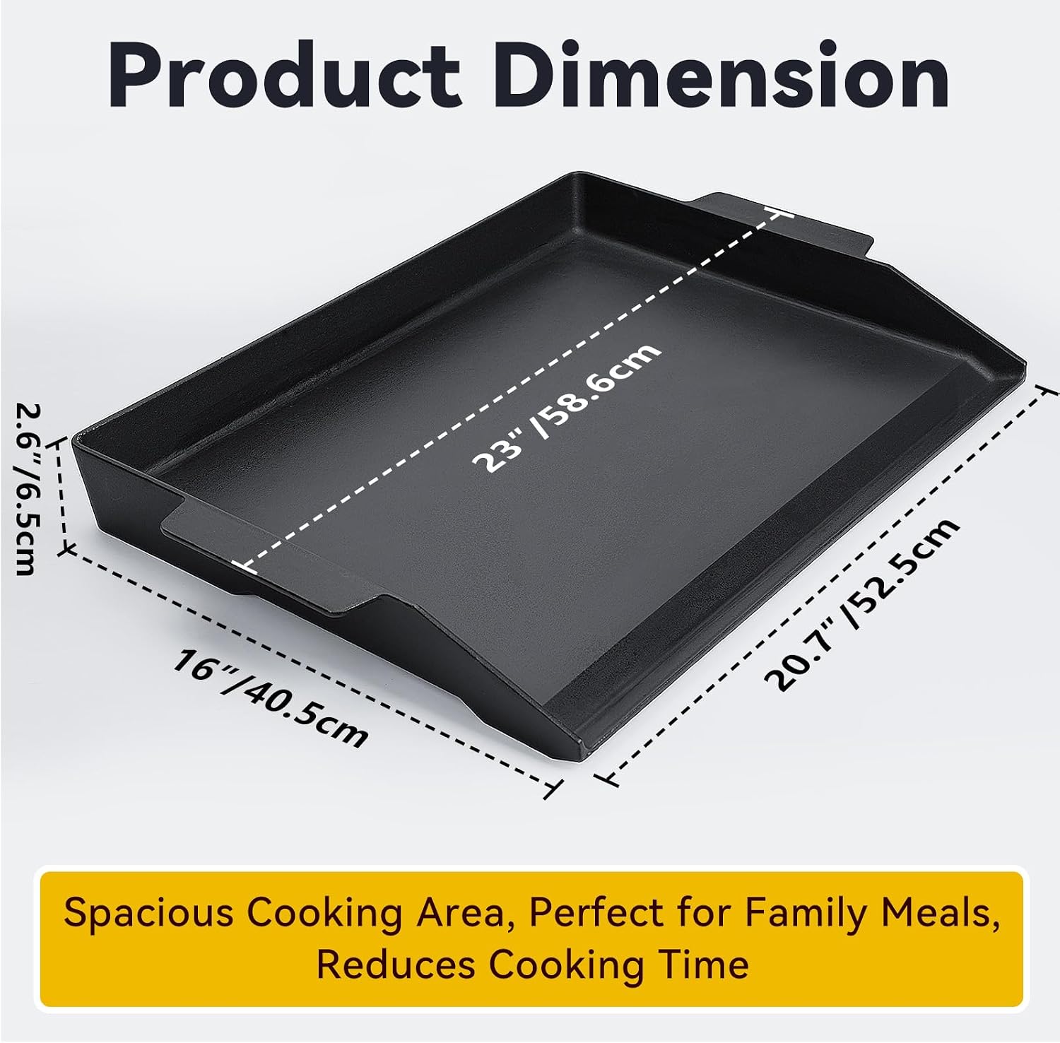 Detalle 2 de Rushare Cast Iron Griddle, 23" x 16" Flat Top for BBQs and Gas Grills