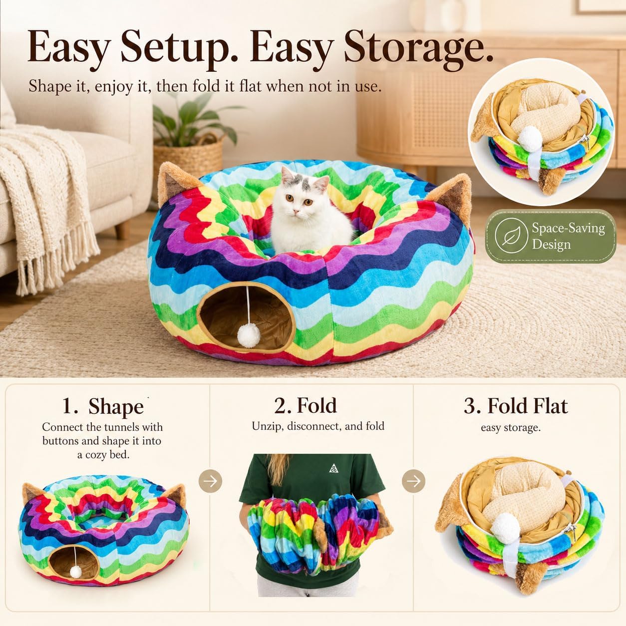 Detalle 2 de LUCKITTY Cat Tunnel Bed, 10-inch diameter