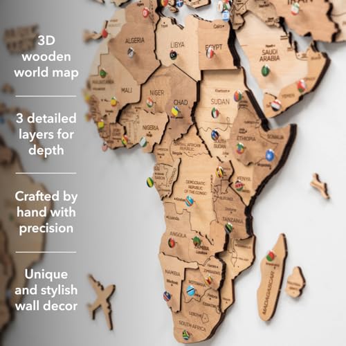 Detalle 2 de Enjoy The Wood Mapa Mundial 3D M