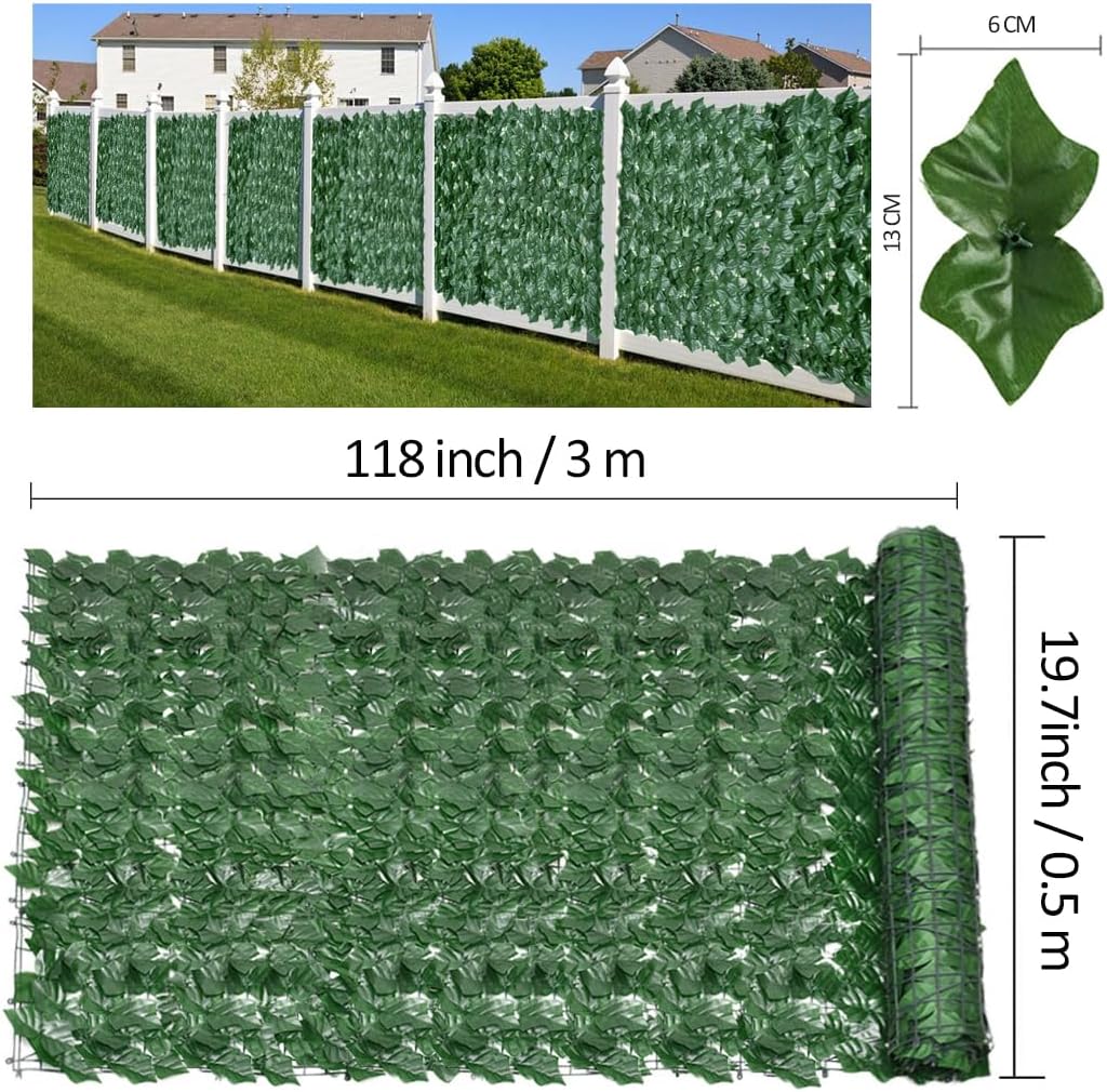 Thumbnail 1 de shsyue Artificial Ivy Fence Screening Hedge Roll 0.5 x 3M for Garden Privacy
