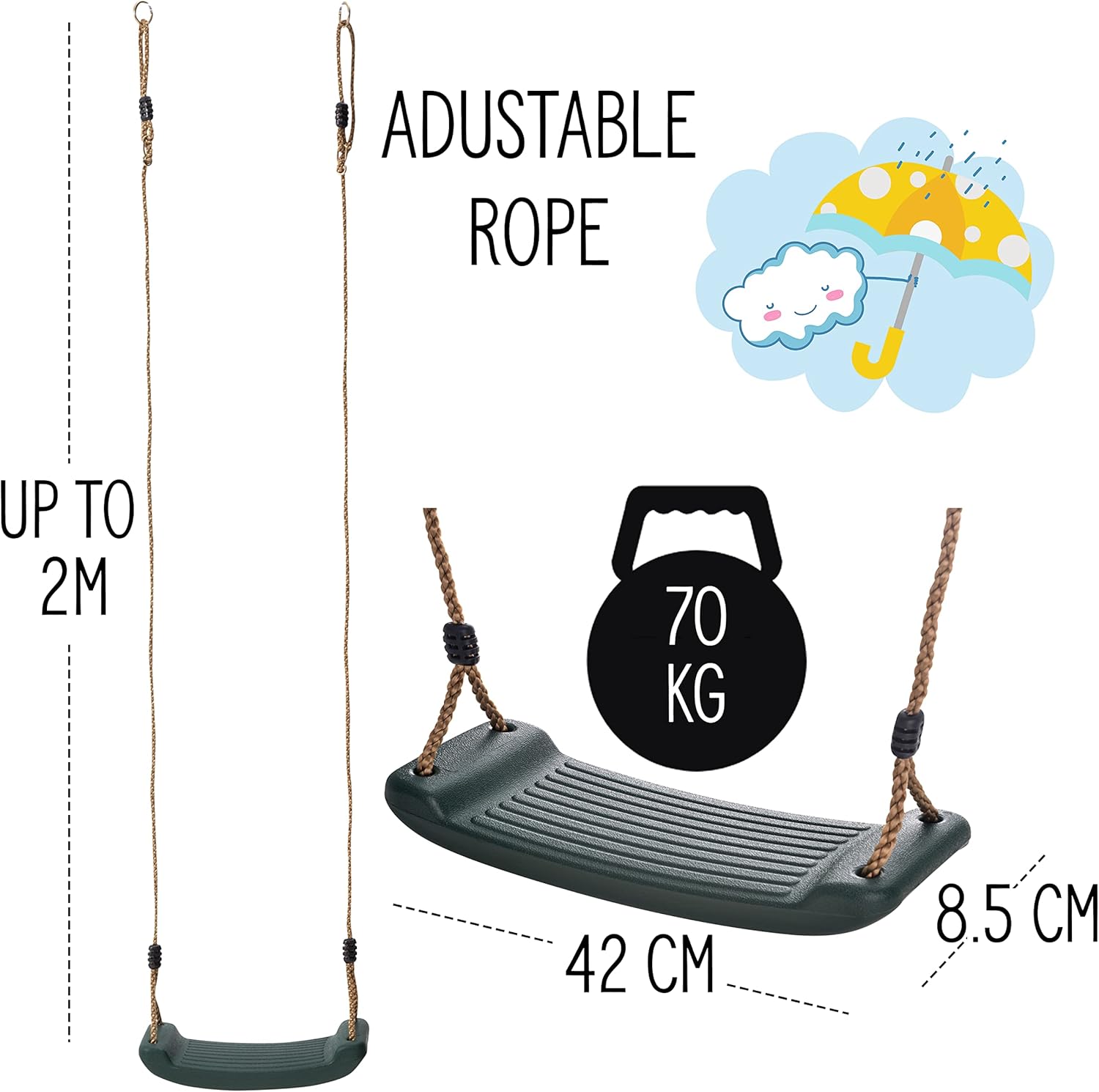 Detalle de Jaques of London Tree Swing Seat – Kids Swing Seat Replacement | Complete Tree Swing Kit
