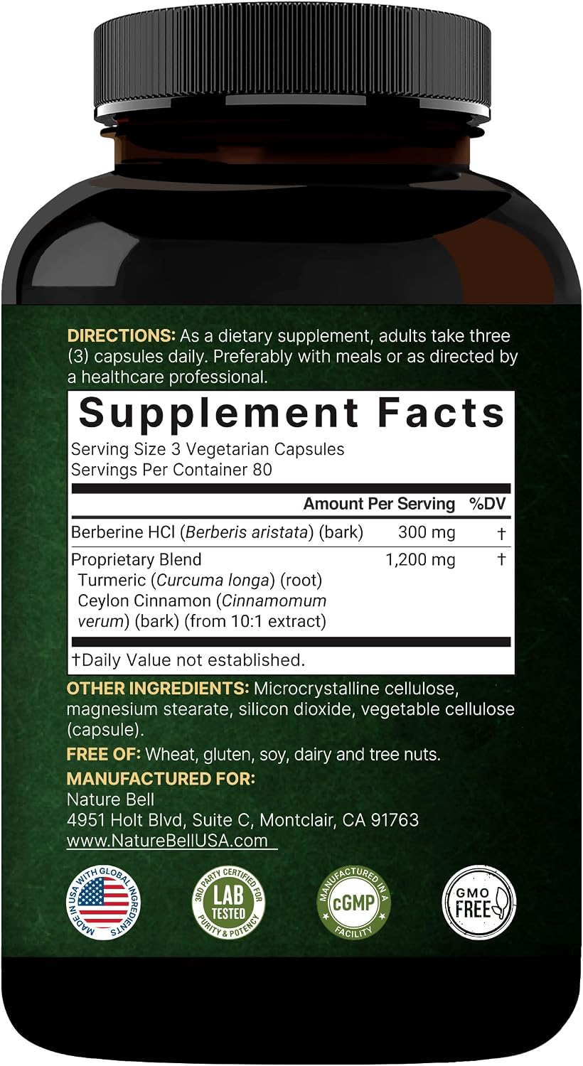 Detalle de NatureBell Berberine Supplement 240 Capsules