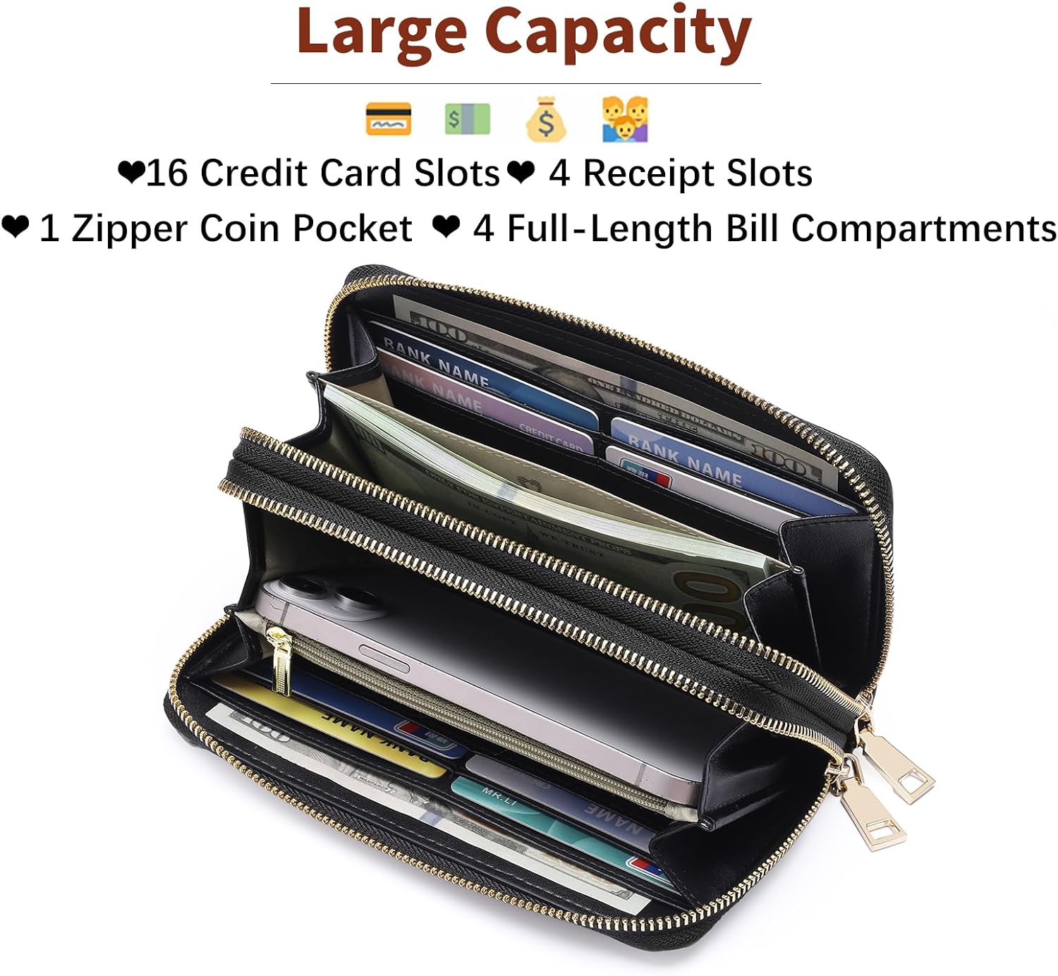 Detalle de GOIACII Women's Wallet Large Capacity 7.87in