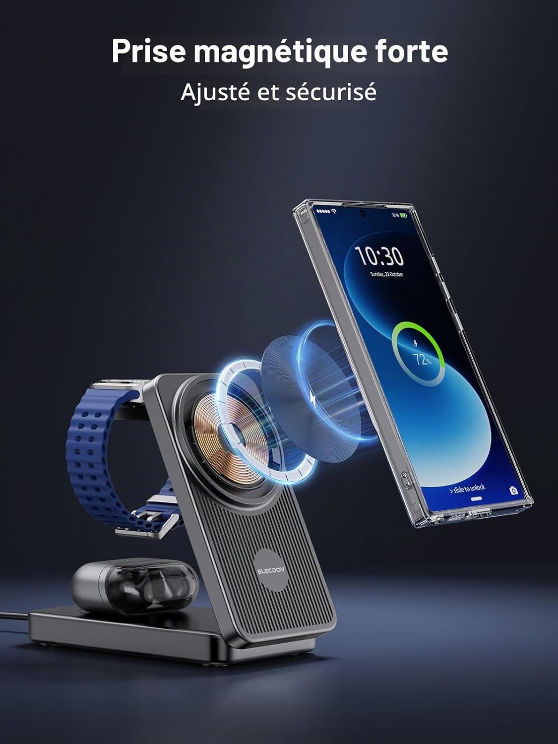 Thumbnail 5 de Chargeur Magnétique Induction 3-en-1 pour Samsung Galaxy S26 Ultra / Z Fold7 / Z Flip7 – Pliable