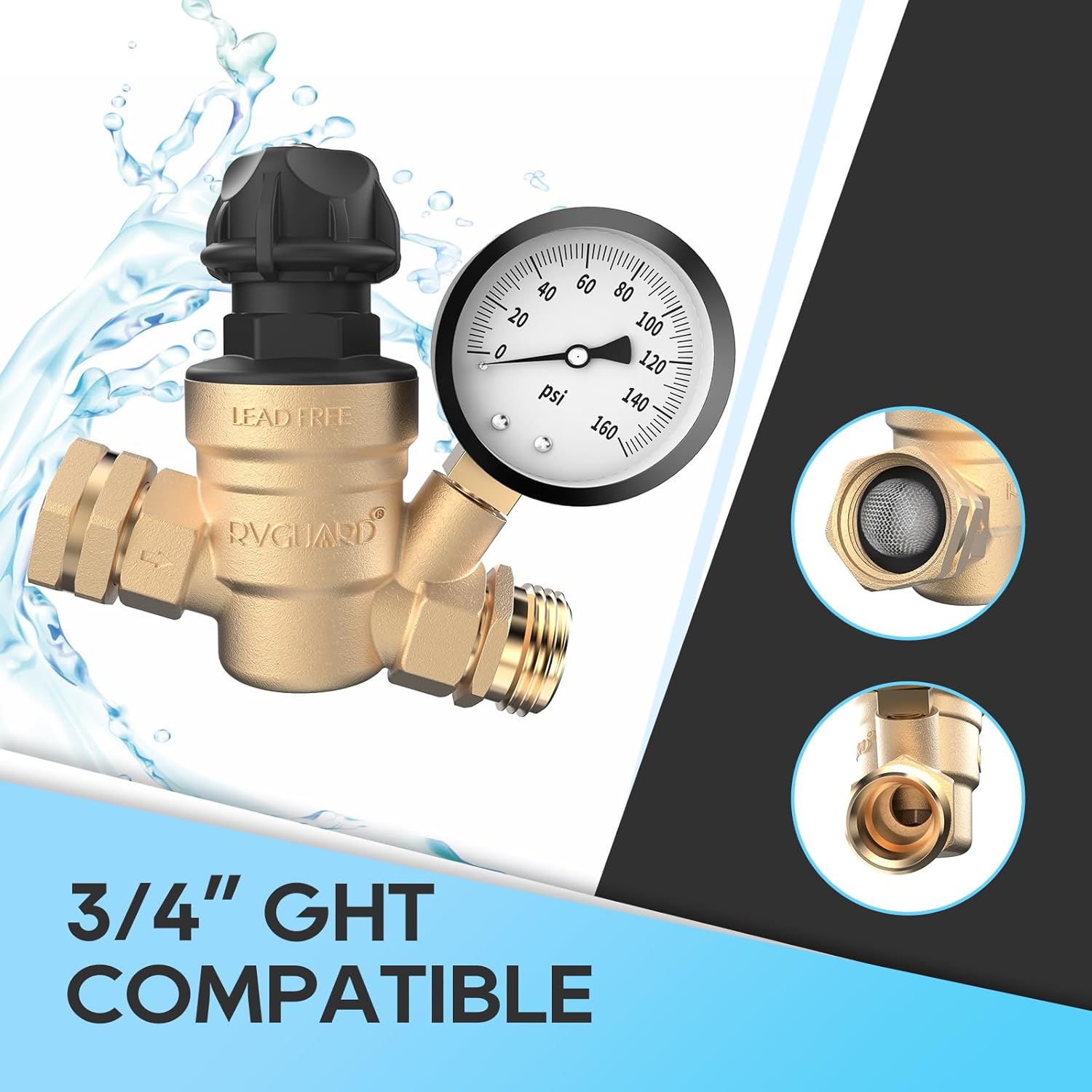 Thumbnail 5 de RVGUARD RV Water Pressure Regulator Valve 50 PSI ๐ง