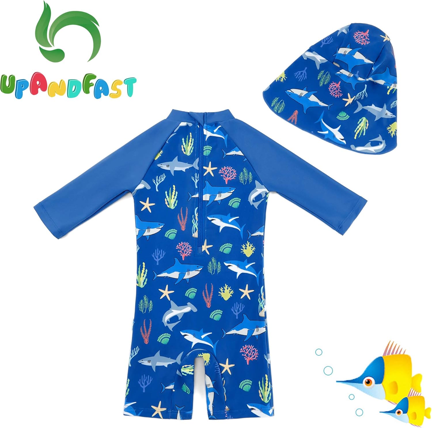 Thumbnail 2 de Maillot de bain une pièce avec fermeture éclair pour bébé garçon upandfast + chapeau – protection UPF 50+