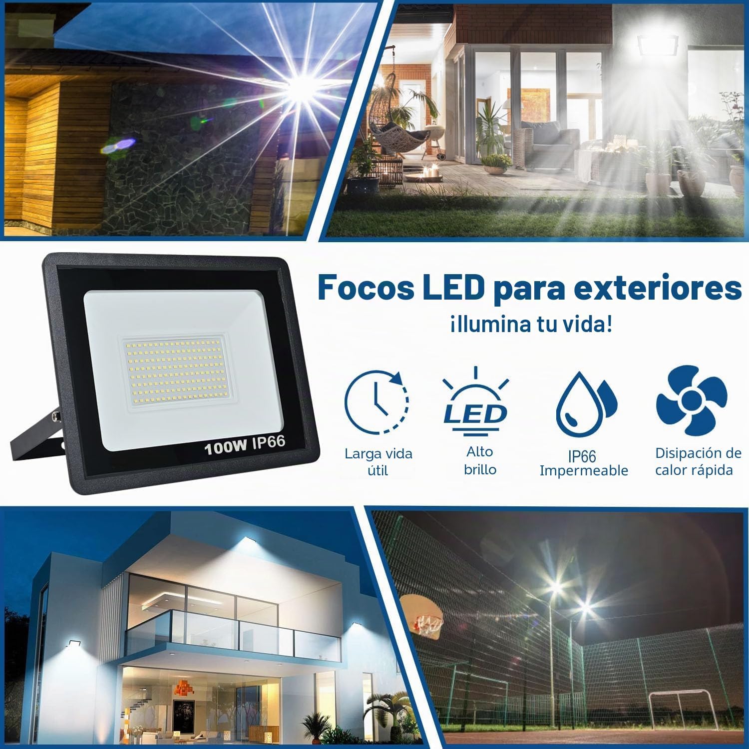 Thumbnail 6 de Niserelesa Focos LED 100W IP66 Exterior💡 Blanco 6500K