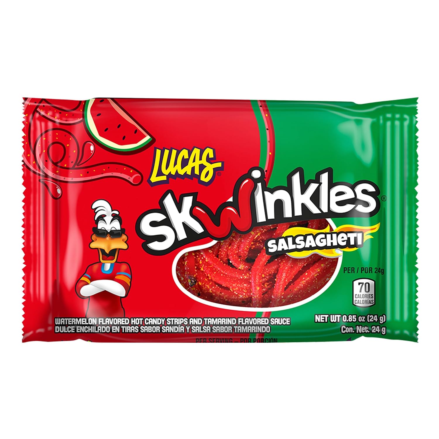 Detalle de Lucas Salsagheti Watermelon Candy Strips with Tamarind Sauce, 12 Pieces