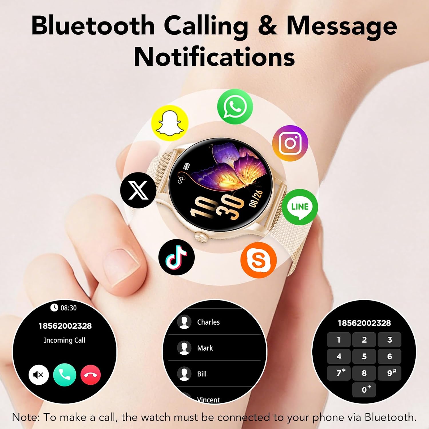 Detalle de taopodo Reloj Inteligente Mujer TG36 con llamadas Bluetooth, pantalla 1,39” y IP68