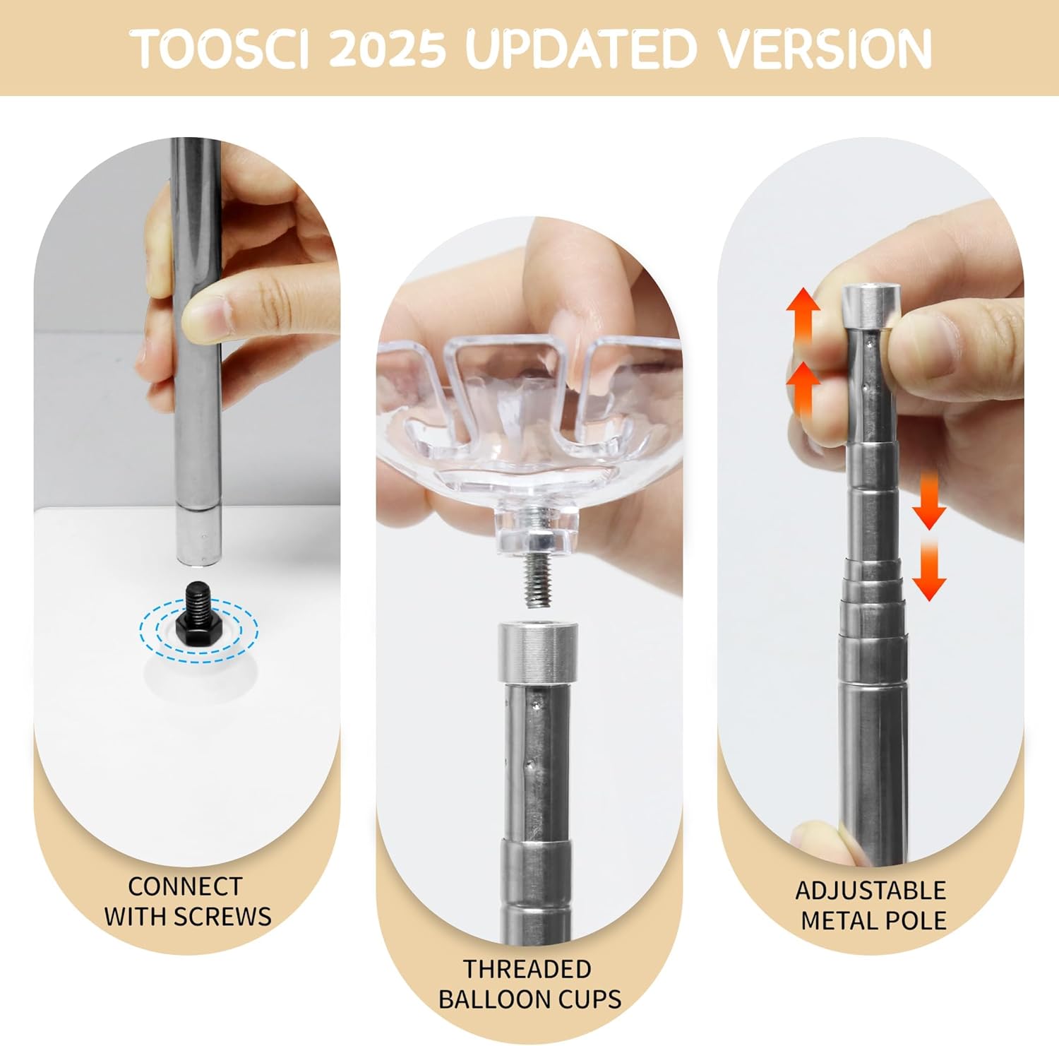Thumbnail 1 de Toosci Upgraded Balloon Column Stand Kit, 7 Feet: Adjustable, Reusable Steel Telescopic Balloon Tower