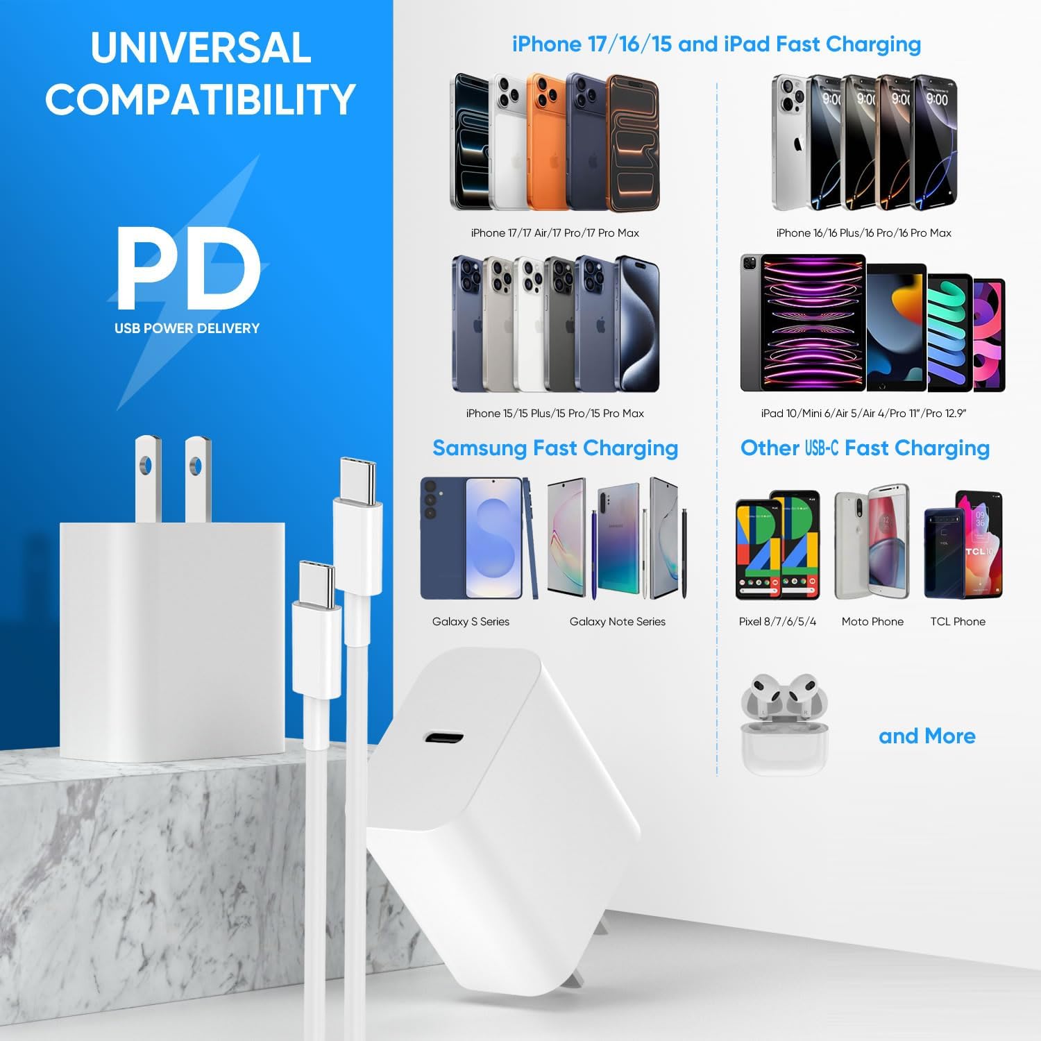 Thumbnail 6 de iPhone 17 Fast Charging USB‑C Cable 6ft + 10ft