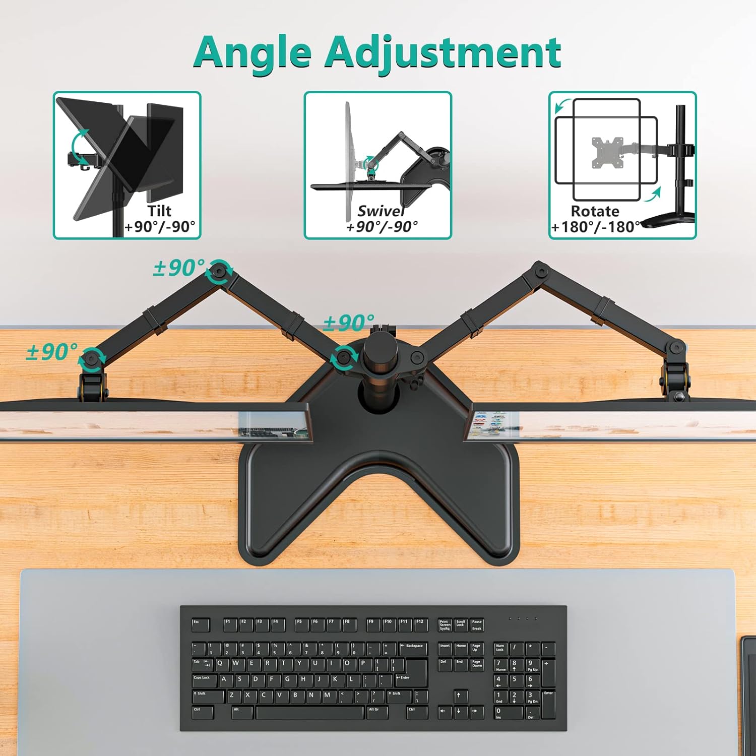 Thumbnail 4 de WALI MF002 Dual Monitor Stand 27in
