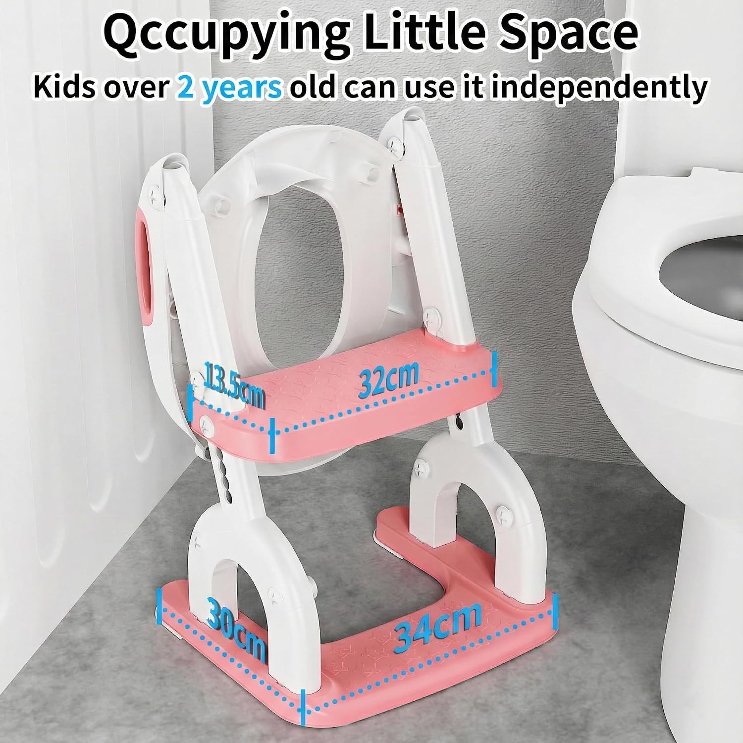 Detalle de Toilettensitz Kinder mit Treppe (2-in-1) – höhenverstellbar für Jungen & Mädchen, Rose Drei Treppe
