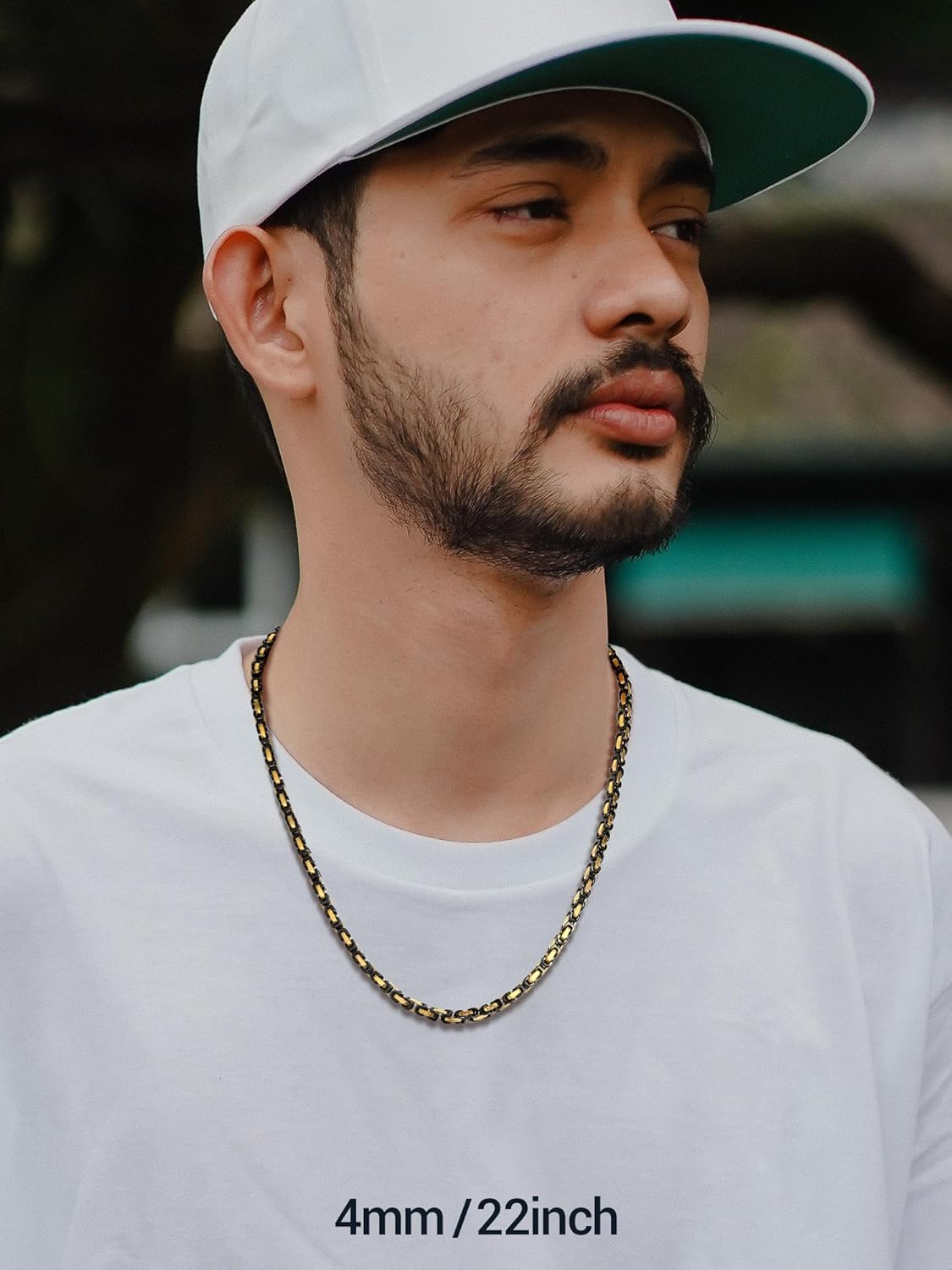 Thumbnail 3 de PROSTEEL Collana uomo Bizantina in acciaio con maglia intrecciata 4mm/6mm, finiture argento nero oro 18K e catena punk