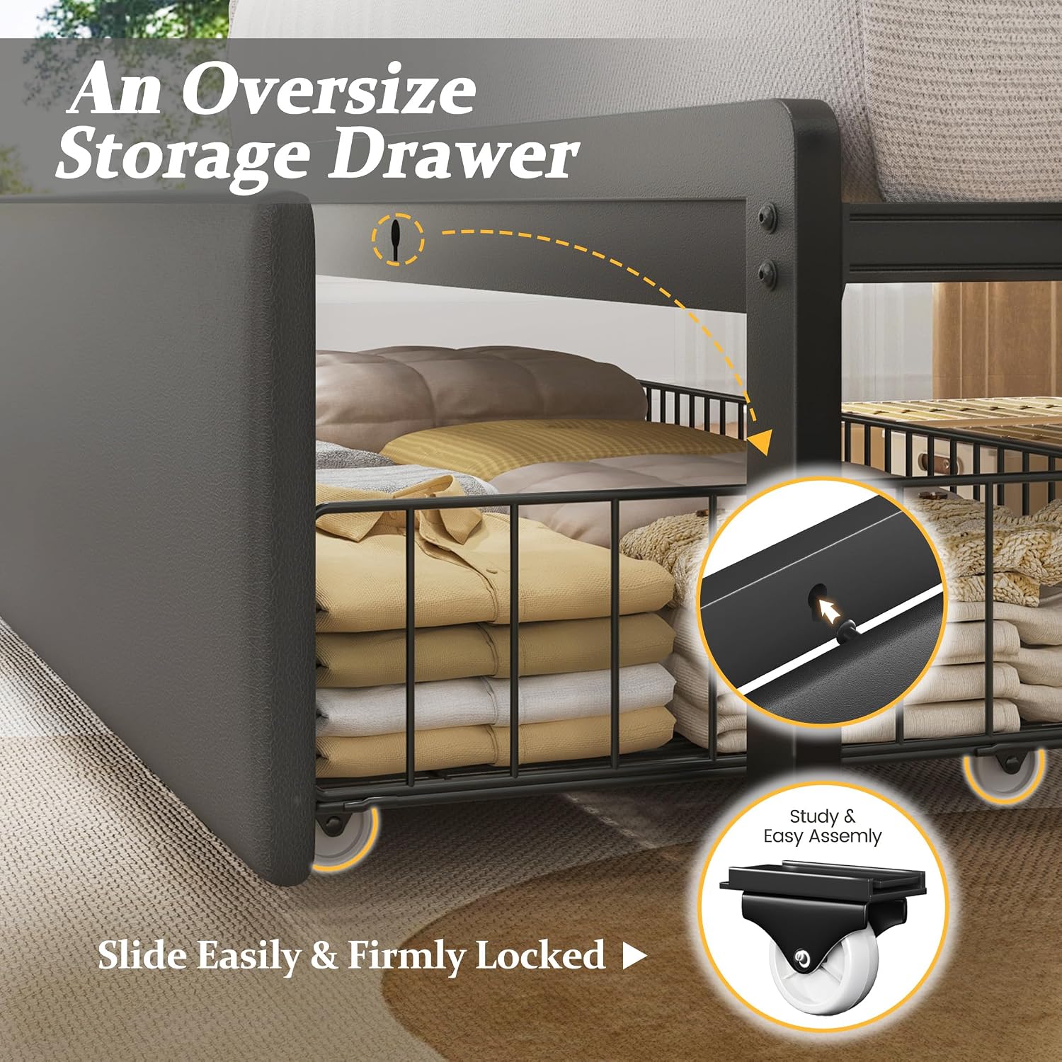 Detalle 1 de PHGLL Twin Bed Frame with Storage Drawer