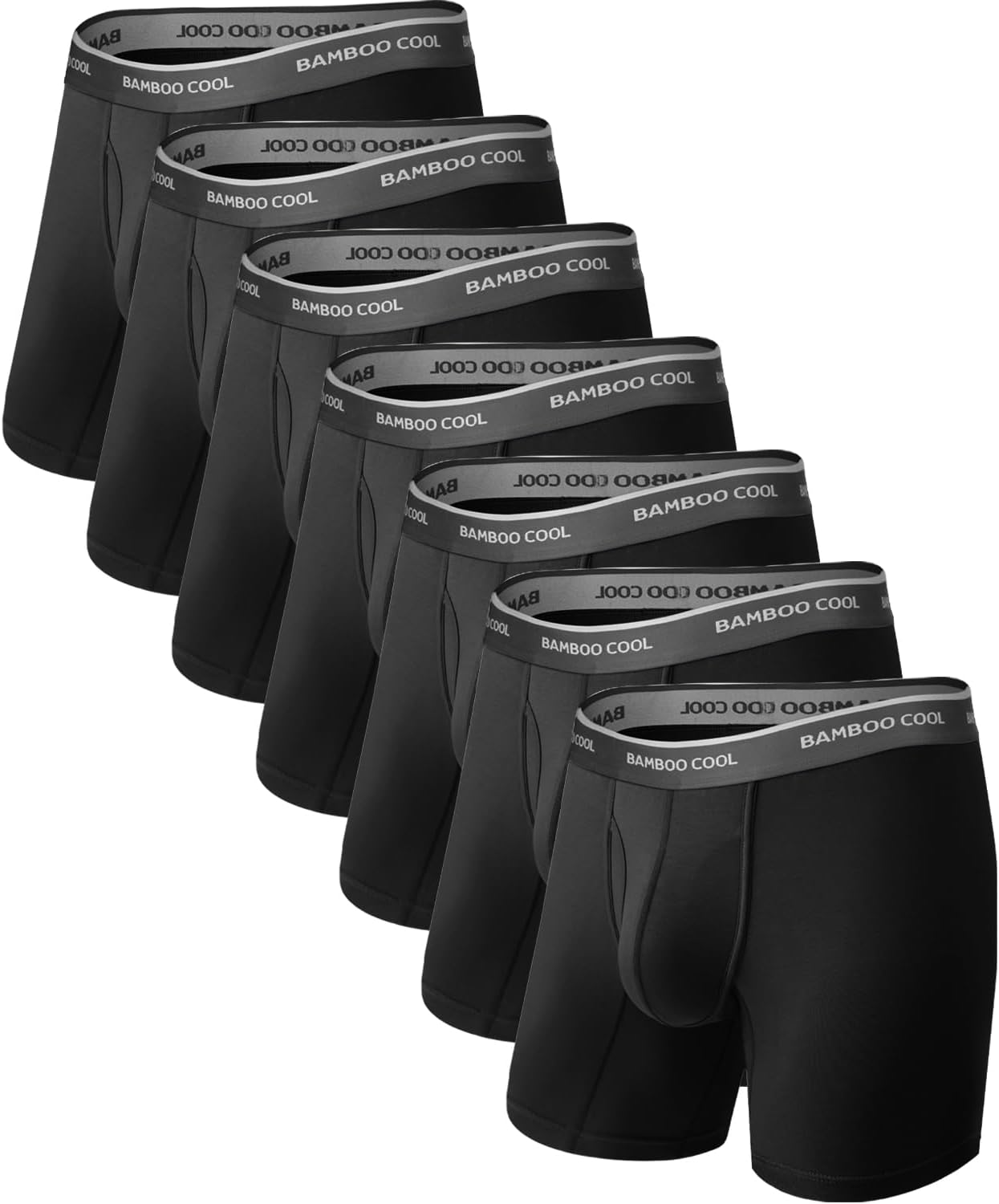BAMBOO COOL Men's Boxer Briefs, 7-Pack with Fly, Moisture-Wicking Comfort