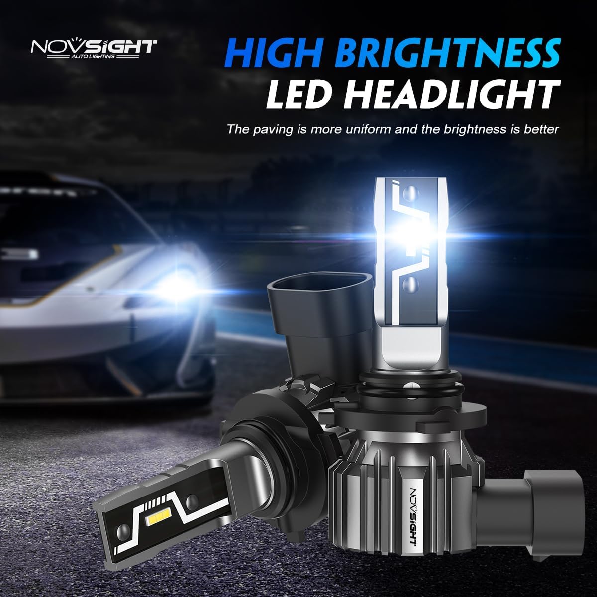 Detalle de NOVSIGHT 9006 HB4 LED Light Bulbs (Pack of 2) 6500K Cool White for Fog Lamps