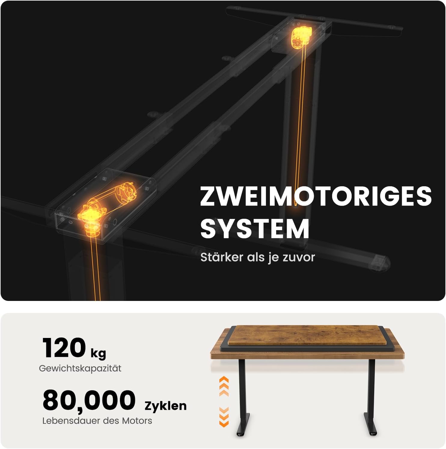 Detalle 2 de ErGear Höhenverstellbarer Schreibtisch 120 kg