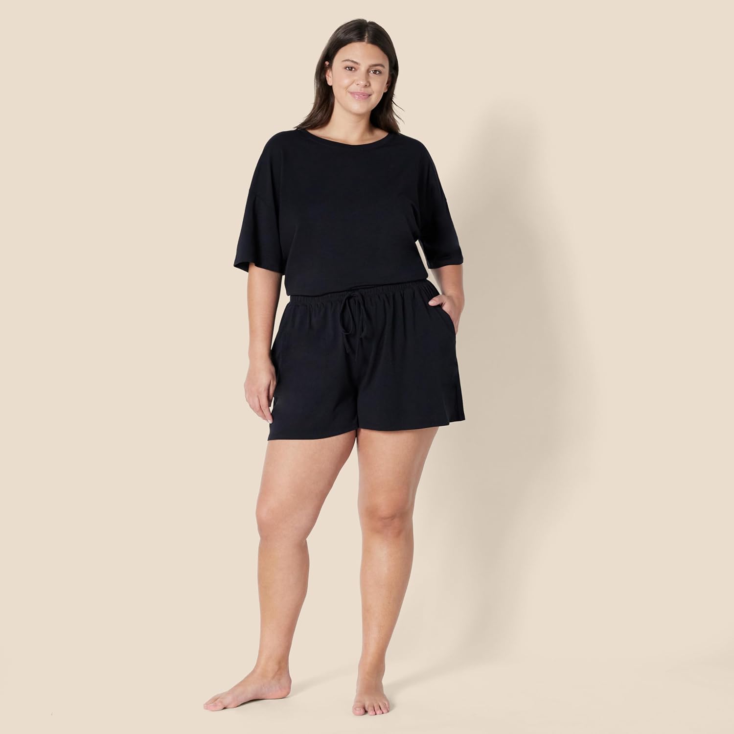 Thumbnail 2 de Amazon Essentials Damen-Nachtwäsche-Set aus Baumwollmix: Kurzarm-Shirt und Shorts (Relaxed Fit)