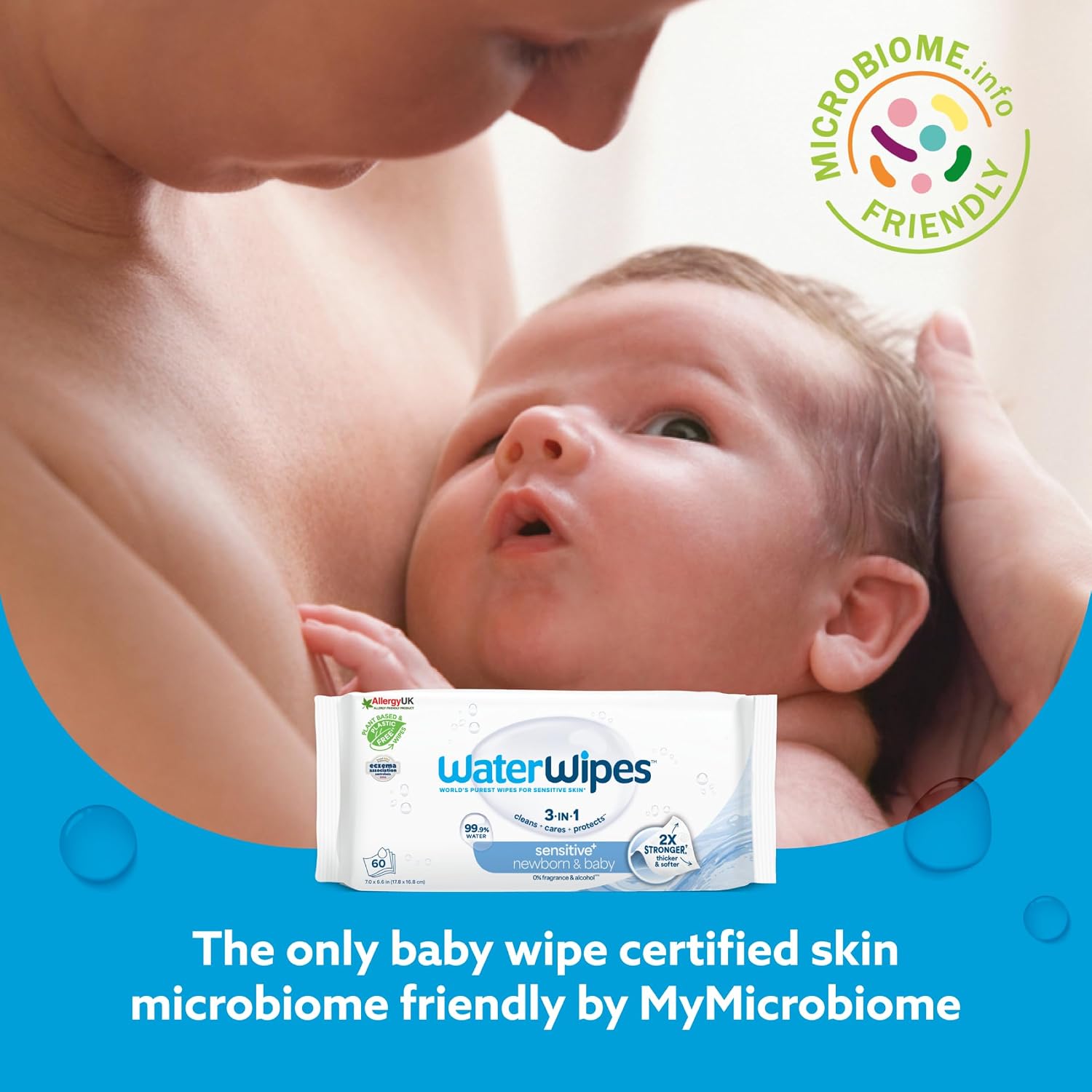 Thumbnail 2 de WaterWipes Sensitive+ Newborn & Baby Wipes, 240 Count (4 Packs) - 99.9% Water, Unscented, Hypoallergenic