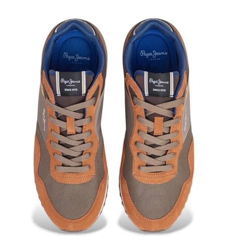 Detalle de Pepe Jeans Zapatillas London Brick de piel marrón