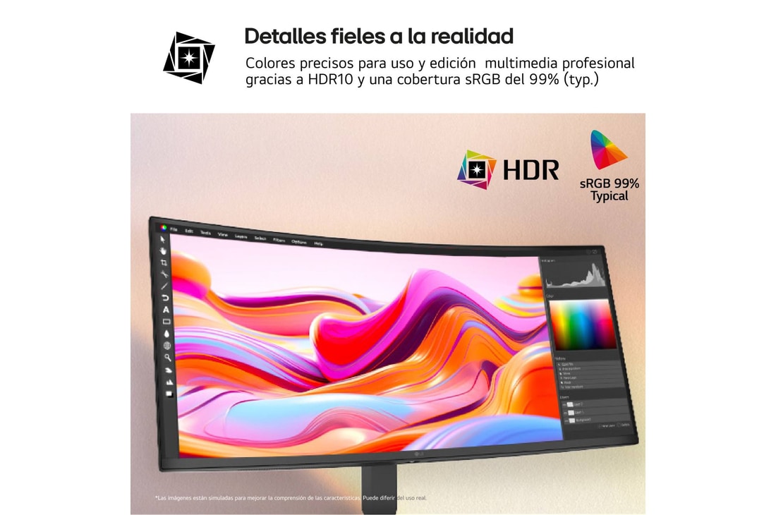 Detalle de LG 34U640B-B.OUTLET: Monitor UltraWide 34'' curvo 1000R con USB-C
