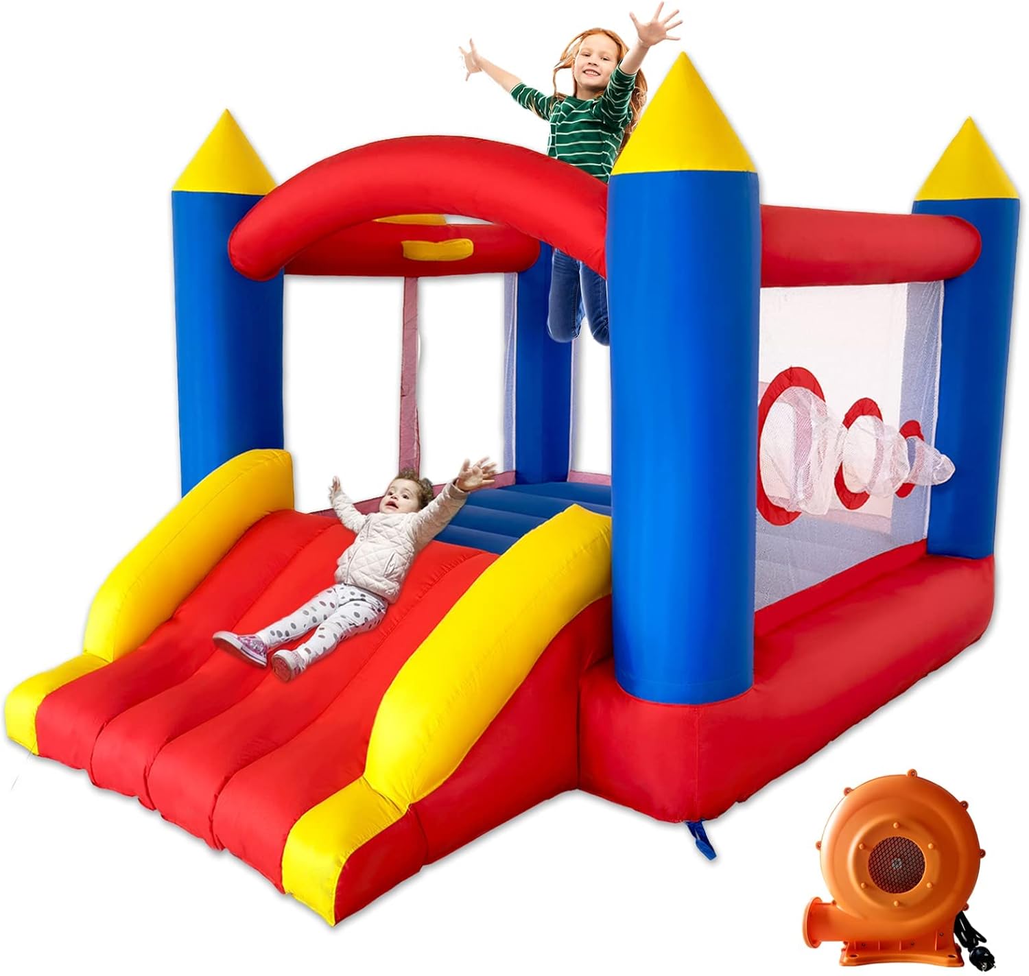 Thumbnail 6 de Ballsea Hüpfburg mit Gebläse – XXL-Kinderspielplatz mit Rutsche, Trampolin und Sicherheitsnetz (EN71, für 3–8 Jahre)